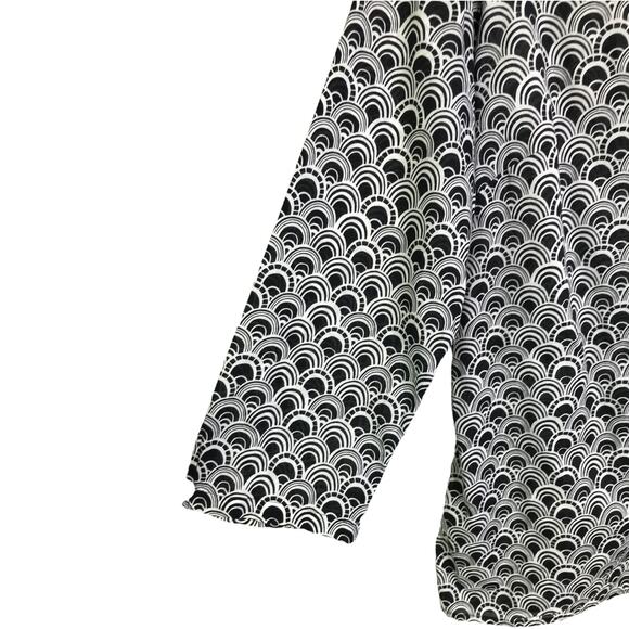 Talbots Tunic Top Womens Size Large Black Geometric Lace V-Neck Long Sleeve - Picture 5 of 8